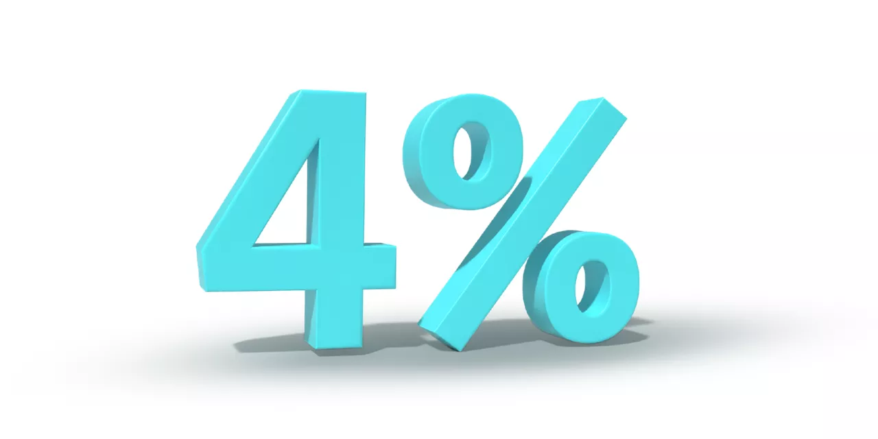 Błękitny, trójwymiarowy obiekt o kształcie 4%.