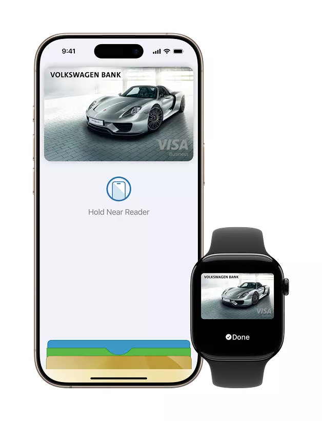 Zdjęcie pokazuje produkty Apple: iPhone oraz Apple Watch.