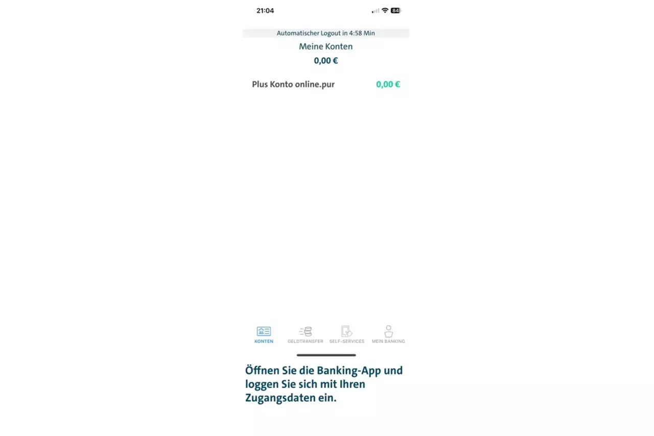 Öffnen Sie die Banking-App und loggen Sie sich mit Ihren Zugangsdaten ein.