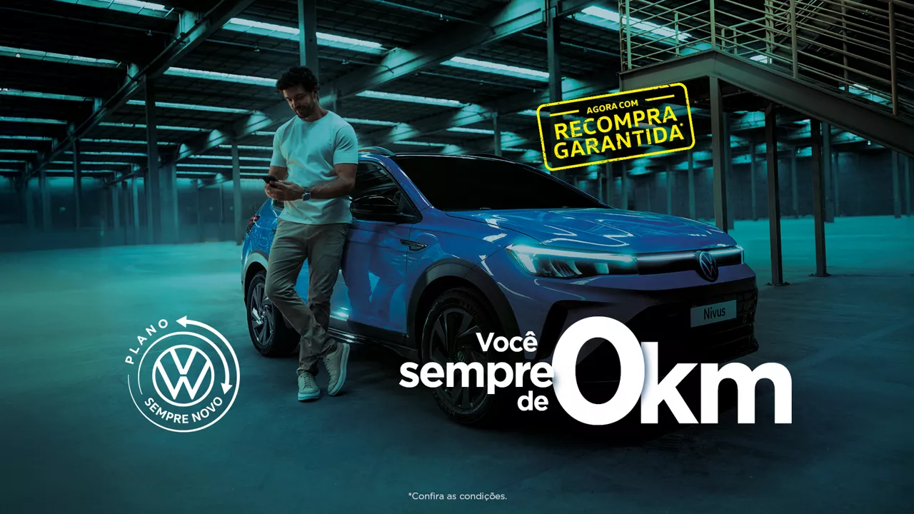 Com o Plano Sempre Novo, fica mais fácil dirigir sempre um Volkswagen zero. Agora com Recompra Garantida! 