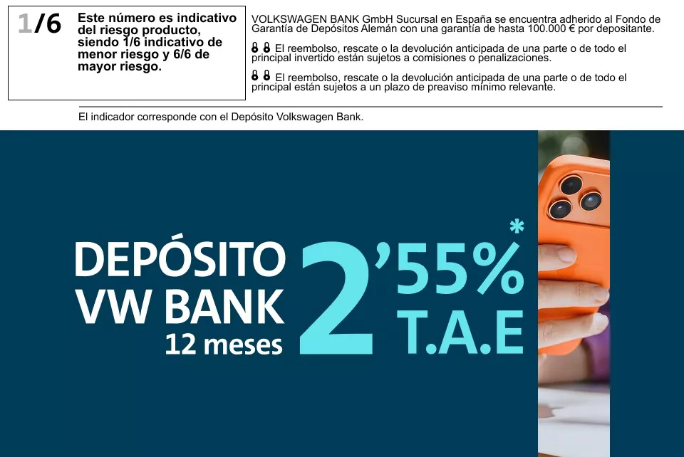 Ilustración de Depósito Volkswagen Bank a 12 meses 