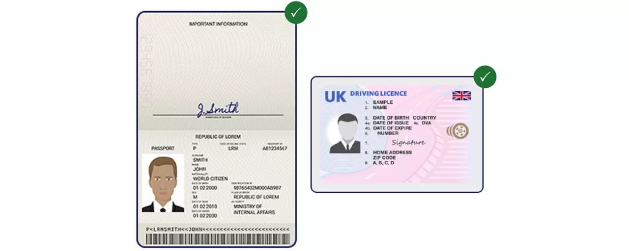 Examples of a good and bad passport picture.