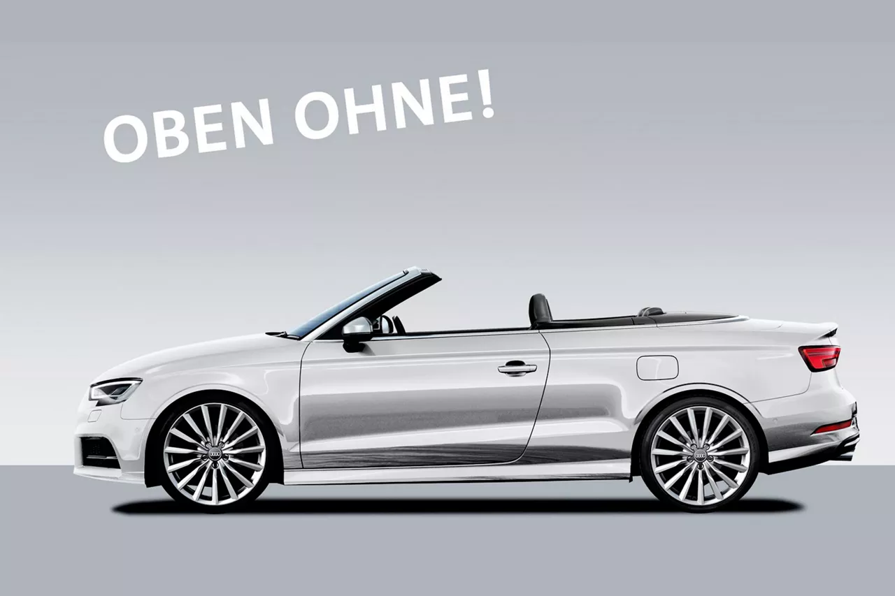 silbernes-audi-a3-cabrio-vor-grauem-hintergrund-mit-schriftzug-oben-ohne-dadrüber