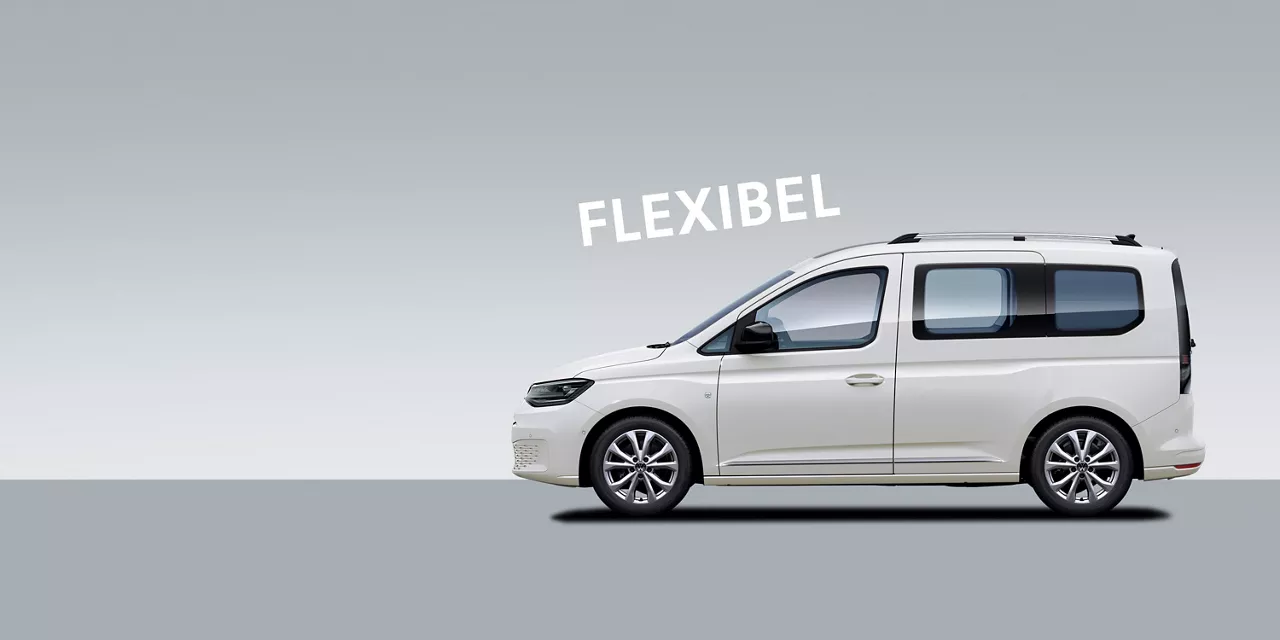 grauer-vw-caddy-california-vor-grauem-hintergrund-und-schriftzug-flexibel-dadrüber