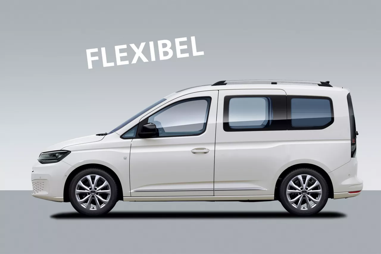 grauer-vw-caddy-california-vor-grauem-hintergrund-und-schriftzug-flexibel-dadrüber