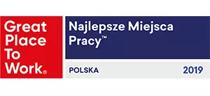 Napis: Najlepsze miejsca pracy, Polska 2019.