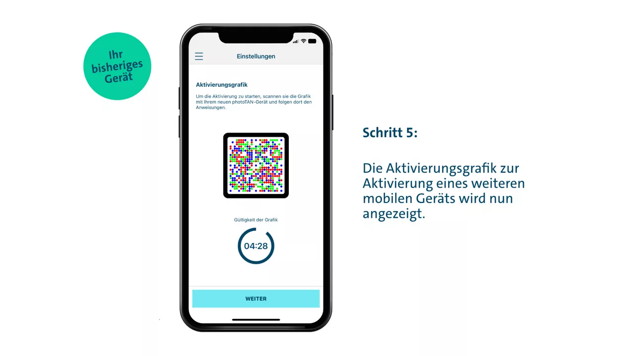 Schritt 5: Die Aktivierungsgrafik zur Aktivierung eines weiteren mobilen Geräts wird nun angezeigt.