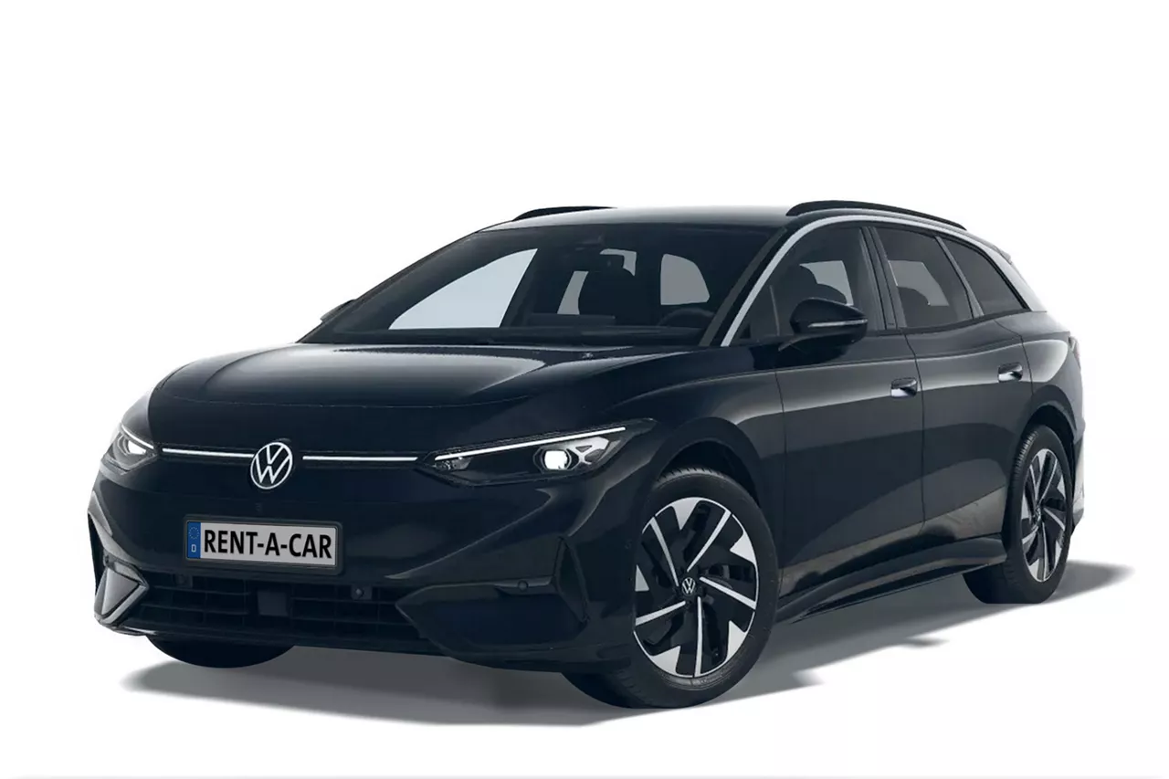 Silbender VW Golf steht leicht angeschrägt vor weißem Hintergrund und ein Preisstörer sagt ab 699 € im Monat
